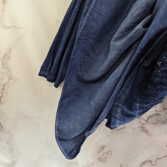 Chicos Shirt Womens Large 2 Blue Lace Half Quarter Sleeve Modal Stretch Scoop - Picture 9 of 11